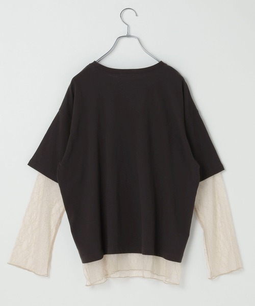 LEPSIM(レプシィム)の「シアーレースレイヤードT 887658(Tシャツ/カットソー・レディース・チャコールグレー/オフホワイト/ライトブルー/ブラック・FREE)」の5枚目の写真