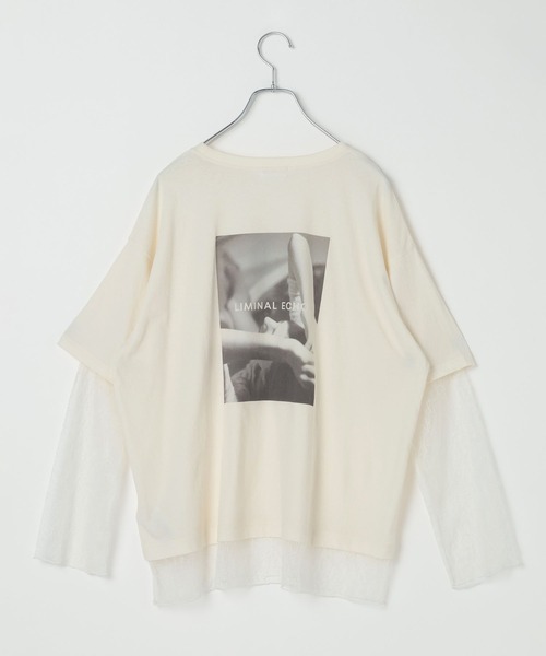 LEPSIM(レプシィム)の「シアーレースレイヤードT 887658(Tシャツ/カットソー・レディース・チャコールグレー/オフホワイト/ライトブルー/ブラック・FREE)」の13枚目の写真