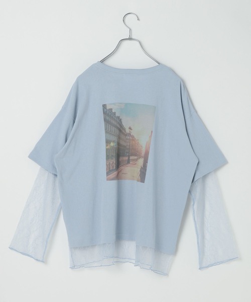 LEPSIM(レプシィム)の「シアーレースレイヤードT 887658(Tシャツ/カットソー・レディース・チャコールグレー/オフホワイト/ライトブルー/ブラック・FREE)」の19枚目の写真