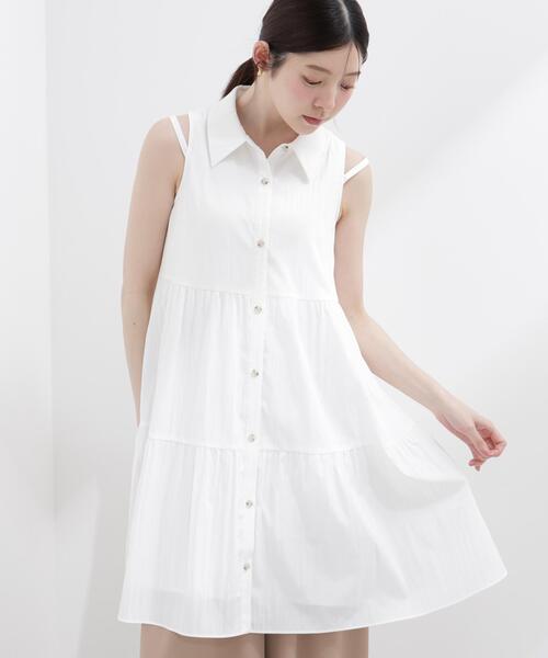 PROPORTION BODY DRESSING(プロポーションボディドレッシング)の「<E>ノースリーブシャツミニワンピース / 1216247602(ワンピース・レディース・ホワイト/ブルー・FREE)」の2枚目の写真