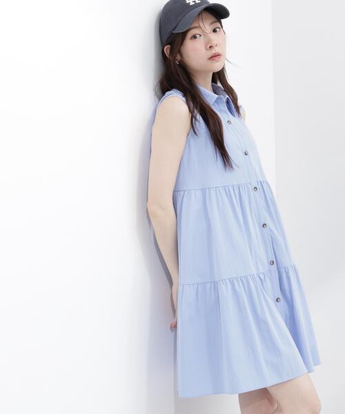 PROPORTION BODY DRESSING(プロポーションボディドレッシング)の「<E>ノースリーブシャツミニワンピース / 1216247602(ワンピース・レディース・ホワイト/ブルー・FREE)」の1枚目の写真