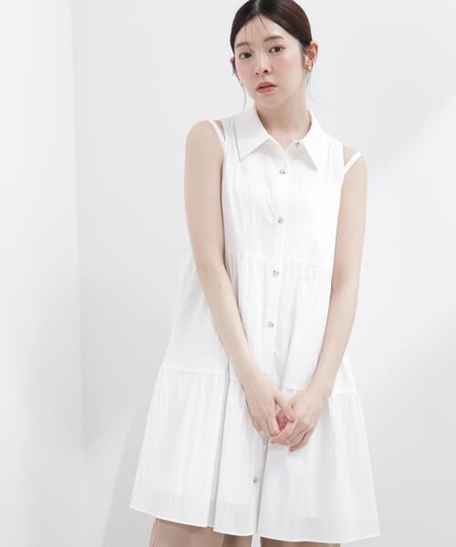 PROPORTION BODY DRESSING(プロポーションボディドレッシング)の「<E>ノースリーブシャツミニワンピース / 1216247602(ワンピース・レディース・ホワイト/ブルー・FREE)」の4枚目の写真