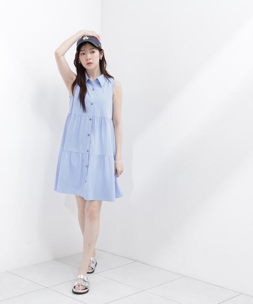 PROPORTION BODY DRESSING(プロポーションボディドレッシング)の「<E>ノースリーブシャツミニワンピース / 1216247602(ワンピース・レディース・ホワイト/ブルー・FREE)」の14枚目の写真