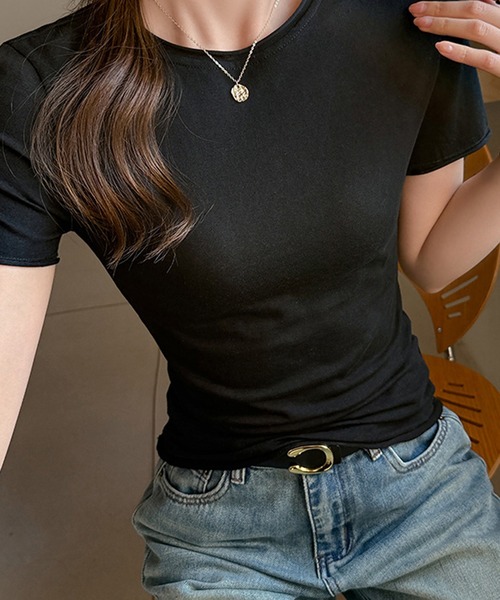 by LEGNA(バイレグナ)の「細見えシルエット半袖カットソー(Tシャツ/カットソー・レディース・ライトパープル/パープル/ホワイト/グレー/グレイッシュブルー/ブラック・LARGE/MEDIUM/SMALL)」の3枚目の写真