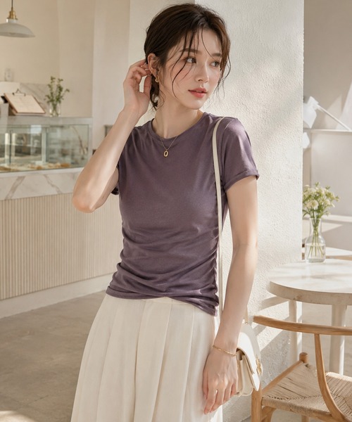 by LEGNA(バイレグナ)の「細見えシルエット半袖カットソー(Tシャツ/カットソー・レディース・ライトパープル/パープル/ホワイト/グレー/グレイッシュブルー/ブラック・LARGE/MEDIUM/SMALL)」の15枚目の写真