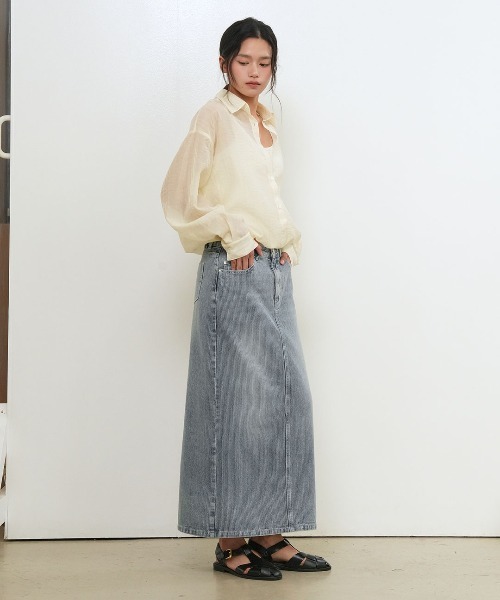 GENERAL IDEA(ジェネラルアイデア)の「【GENERAL IDEA】デニムマキシスカート / DENIM MAXI SKIRT(デニムスカート・レディース・ブラック/スカイブルー・L/M/S)」の14枚目の写真