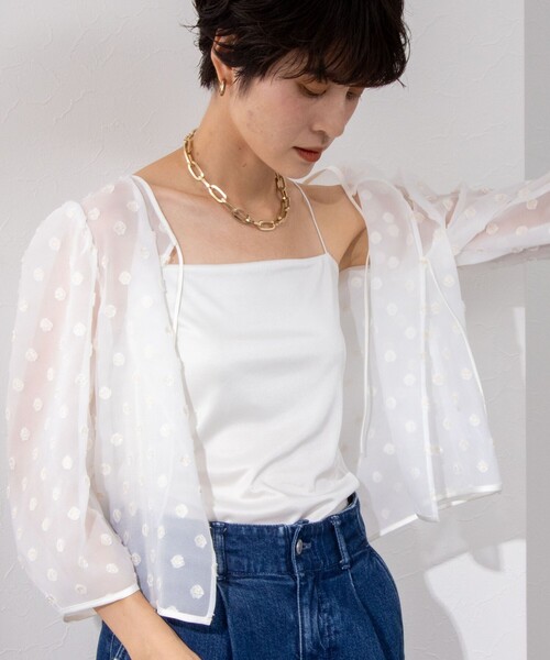 NOLLEY’S Sophi（ノーリーズソフィ）の「サテンスムースベアトップ（チューブトップ・レディース・オフホワイト/ブラック・38/36）」の4枚目の写真