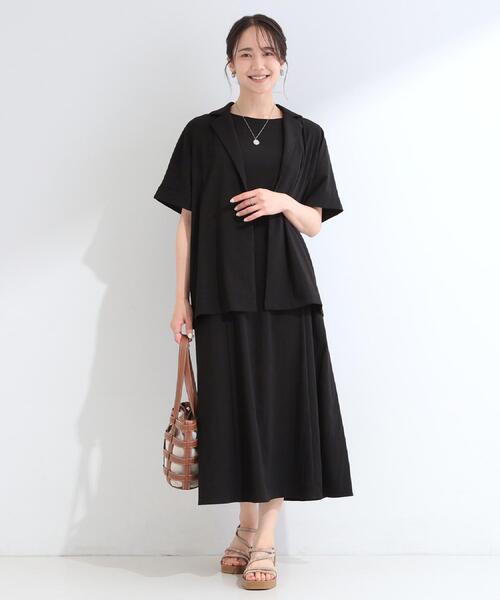 SHOO・LA・RUE（シューラルー）の「【S-LL/洗濯機可/セットアップ可】軽凛(かろりん) ひんやり切替ワンピース（ワンピース・レディース・ブラック/ブルーグリーン/オレンジ/ネイビー・02/01/04/03）」の19枚目の写真