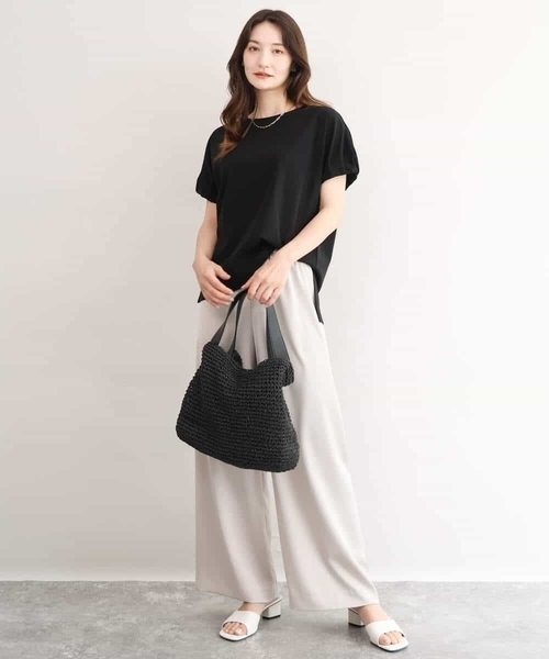 MK MICHEL KLEIN（エムケーミッシェルクラン）の「[接触冷感/洗える]リラクシーサテンワイドパンツ（その他パンツ・レディース・グレイッシュベージュ/ブラウン・38）」の9枚目の写真