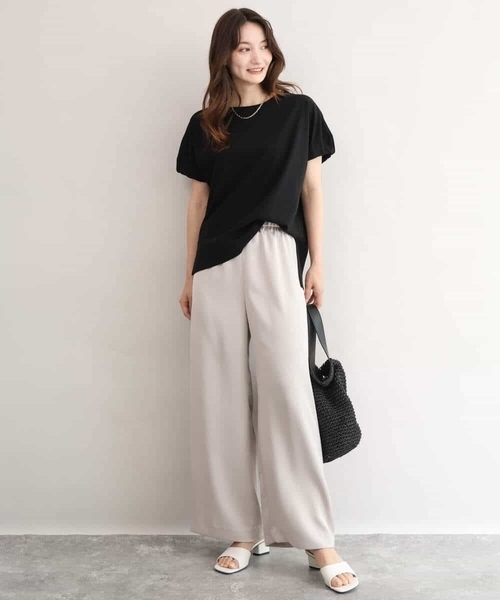 MK MICHEL KLEIN（エムケーミッシェルクラン）の「[接触冷感/洗える]リラクシーサテンワイドパンツ（その他パンツ・レディース・グレイッシュベージュ/ブラウン・38）」の10枚目の写真