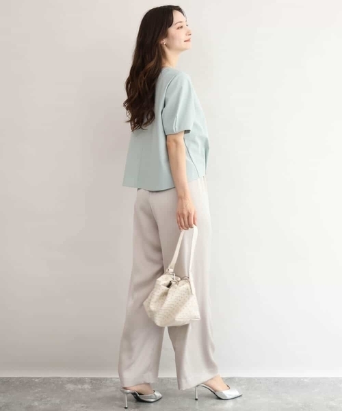 MK MICHEL KLEIN（エムケーミッシェルクラン）の「[接触冷感/洗える]リラクシーサテンワイドパンツ（その他パンツ・レディース・グレイッシュベージュ/ブラウン・38）」の13枚目の写真