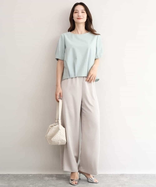 MK MICHEL KLEIN（エムケーミッシェルクラン）の「[接触冷感/洗える]リラクシーサテンワイドパンツ（その他パンツ・レディース・グレイッシュベージュ/ブラウン・38）」の3枚目の写真