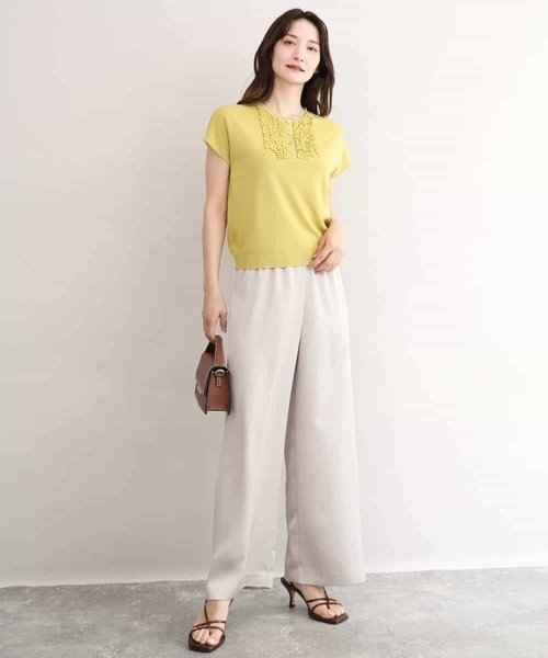 MK MICHEL KLEIN（エムケーミッシェルクラン）の「[接触冷感/洗える]リラクシーサテンワイドパンツ（その他パンツ・レディース・グレイッシュベージュ/ブラウン・38）」の4枚目の写真