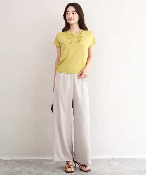 MK MICHEL KLEIN（エムケーミッシェルクラン）の「[接触冷感/洗える]リラクシーサテンワイドパンツ（その他パンツ・レディース・グレイッシュベージュ/ブラウン・38）」の5枚目の写真
