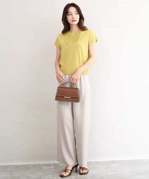 MK MICHEL KLEIN（エムケーミッシェルクラン）の「[接触冷感/洗える]リラクシーサテンワイドパンツ（その他パンツ・レディース・グレイッシュベージュ/ブラウン・38）」の6枚目の写真