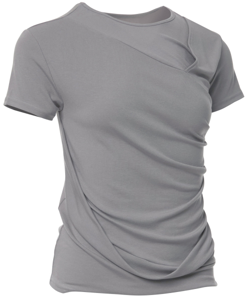 FLAREUP（フレアアップ）の「Asymmetrical Draped T-Shirt (FL-147_Gray)（Tシャツ/カットソー・レディース・ライトグレー・OS）」の2枚目の写真