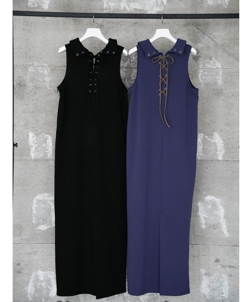 Katrin TOKYO(カトリーントーキョー)の「lace-up cocoon onepiece(ワンピース・レディース・ブラック/パープル系・FREE/XS)」の3枚目の写真