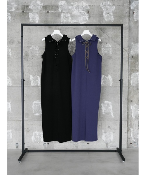 Katrin TOKYO(カトリーントーキョー)の「lace-up cocoon onepiece(ワンピース・レディース・ブラック/パープル系・FREE/XS)」の4枚目の写真