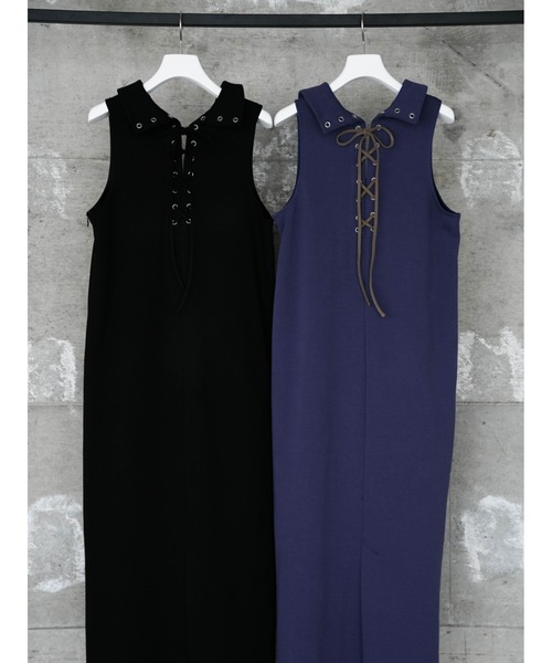 Katrin TOKYO(カトリーントーキョー)の「lace-up cocoon onepiece(ワンピース・レディース・ブラック/パープル系・FREE/XS)」の5枚目の写真
