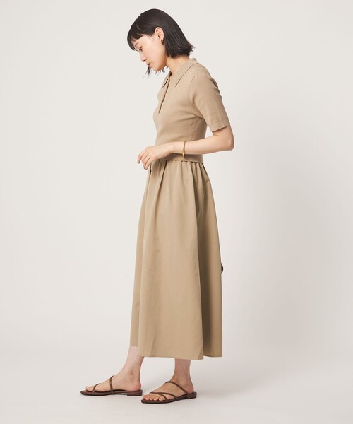 green label relaxing（グリーンレーベルリラクシング）の「エリツキ ドッキング ショートスリーブ ワンピース（ワンピース・レディース・ブラック/ベージュ・FREE）」の3枚目の写真