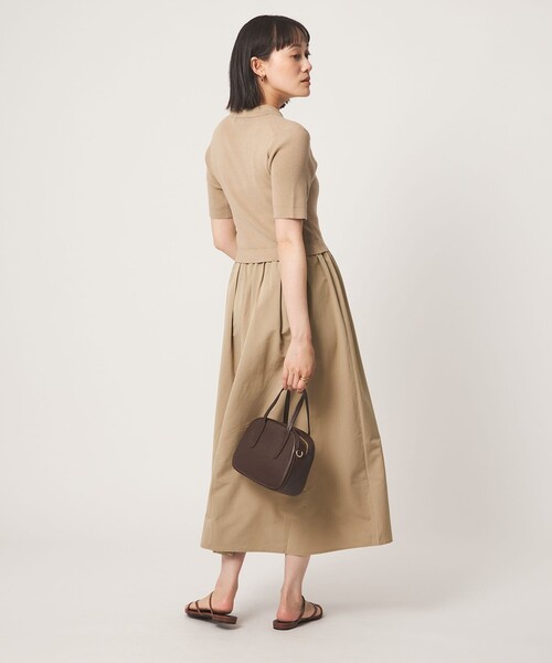green label relaxing（グリーンレーベルリラクシング）の「エリツキ ドッキング ショートスリーブ ワンピース（ワンピース・レディース・ブラック/ベージュ・FREE）」の4枚目の写真