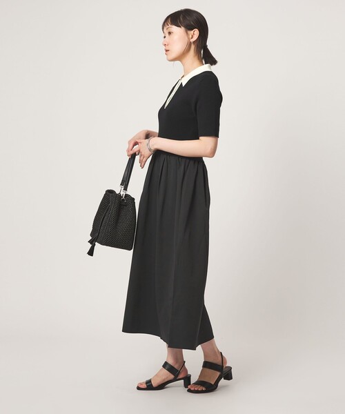 green label relaxing（グリーンレーベルリラクシング）の「エリツキ ドッキング ショートスリーブ ワンピース（ワンピース・レディース・ブラック/ベージュ・FREE）」の8枚目の写真