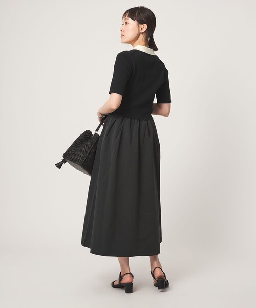 green label relaxing（グリーンレーベルリラクシング）の「エリツキ ドッキング ショートスリーブ ワンピース（ワンピース・レディース・ブラック/ベージュ・FREE）」の9枚目の写真