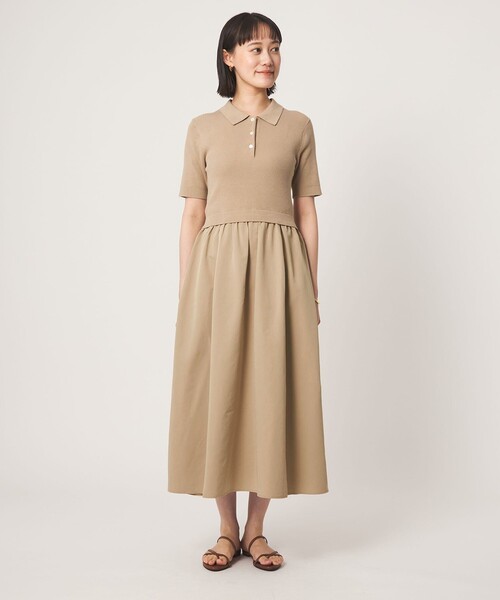green label relaxing（グリーンレーベルリラクシング）の「エリツキ ドッキング ショートスリーブ ワンピース（ワンピース・レディース・ブラック/ベージュ・FREE）」の10枚目の写真