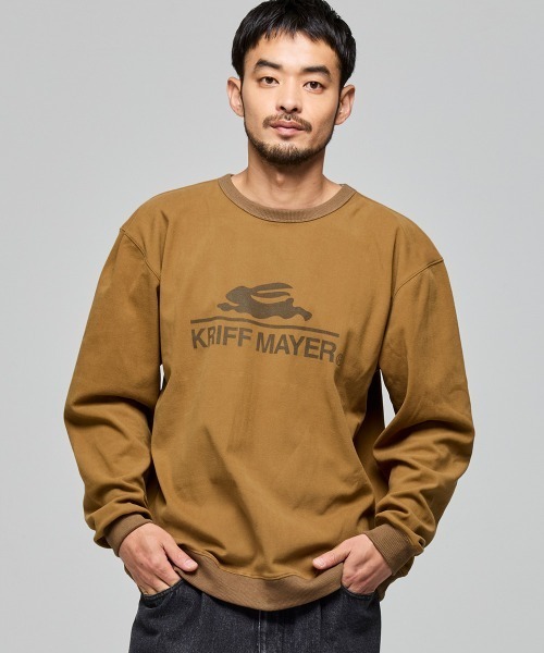 KRIFF MAYER（クリフメイヤー）の「もちのび -TOUGH & WARM-ロゴロンT（Tシャツ/カットソー・メンズ・グレー/ナチュラル/チャコール/カラフル/キャメル/ブルー・X-LARGE/MEDIUM/LARGE）」の7枚目の写真