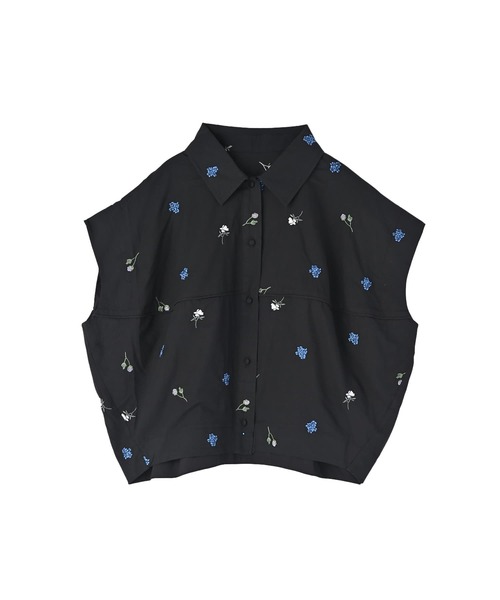 STYLE DELI（スタイルデリ）の「【BLK001】配色刺繍ランタンノースリシャツ（シャツ/ブラウス・レディース・ブラック・FREE）」の15枚目の写真