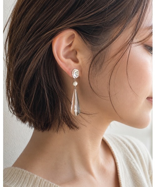 tone(トーン)の「【cocolani】クリアイヤリング(MA)(イヤリング・レディース・ゴールド系1/シルバー系2/シルバー/ゴールド系2/ゴールド系3/シルバー系3/シルバー系1/ゴールド・FREE)」の2枚目の写真