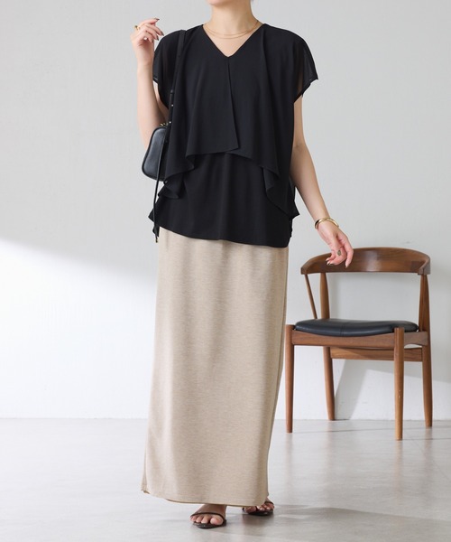 COLLAGE GALLARDAGALANTE(コラージュガリャルダガランテ)の「リバーシブルIラインスカート/セットアップ可(スカート・レディース・ブラック/ベージュ・FREE)」の3枚目の写真