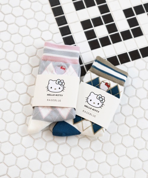sanrio(サンリオ)の「【ハローキティ】刺繍アーガイルソックス(ソックス/靴下・レディース・オリーブ/ピンク・FREE)」の3枚目の写真