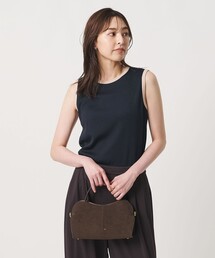 リブ バイカラーパイピング ノースリーブ Tシャツ