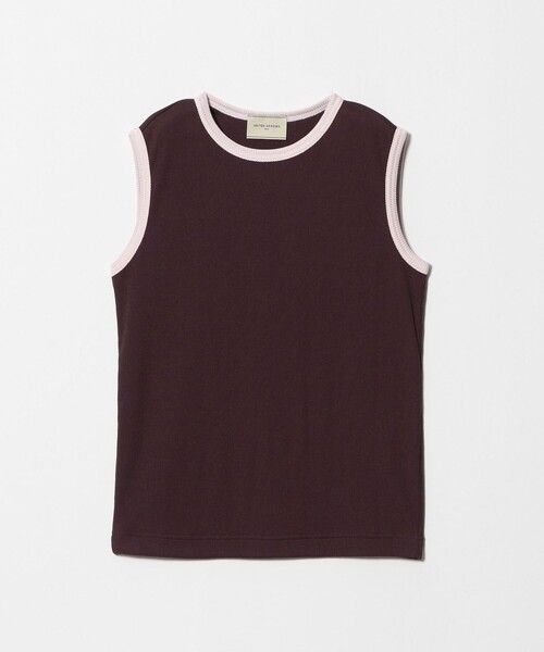 UNITED ARROWS(ユナイテッドアローズ)の「リブ バイカラーパイピング ノースリーブ Tシャツ(タンクトップ・レディース・ベージュ/ワイン/ネイビー/オフホワイト/ダークグレー・FREE)」の5枚目の写真