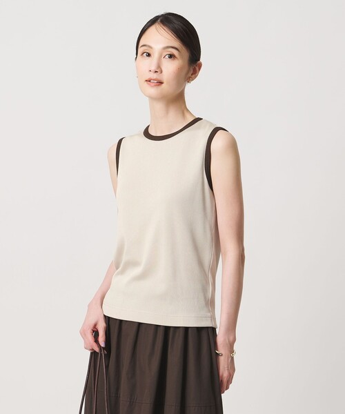 UNITED ARROWS(ユナイテッドアローズ)の「リブ バイカラーパイピング ノースリーブ Tシャツ(タンクトップ・レディース・ベージュ/ワイン/ネイビー/オフホワイト/ダークグレー・FREE)」の20枚目の写真