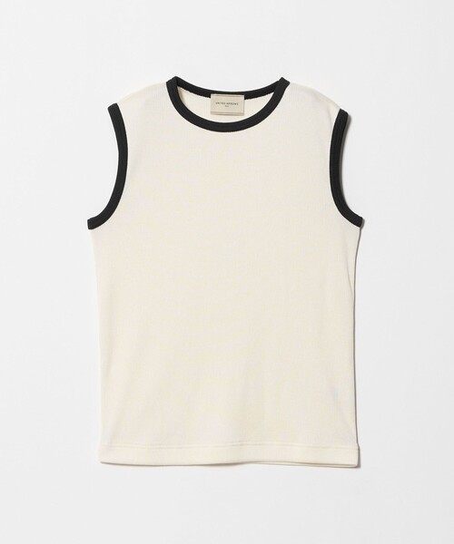 UNITED ARROWS(ユナイテッドアローズ)の「リブ バイカラーパイピング ノースリーブ Tシャツ(タンクトップ・レディース・ベージュ/ワイン/ネイビー/オフホワイト/ダークグレー・FREE)」の12枚目の写真