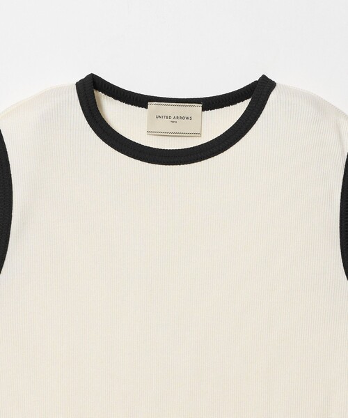 UNITED ARROWS(ユナイテッドアローズ)の「リブ バイカラーパイピング ノースリーブ Tシャツ(タンクトップ・レディース・ベージュ/ワイン/ネイビー/オフホワイト/ダークグレー・FREE)」の13枚目の写真