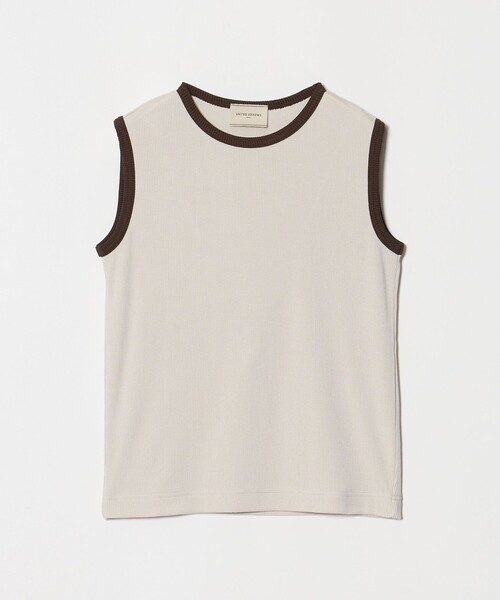 UNITED ARROWS(ユナイテッドアローズ)の「リブ バイカラーパイピング ノースリーブ Tシャツ(タンクトップ・レディース・ベージュ/ワイン/ネイビー/オフホワイト/ダークグレー・FREE)」の15枚目の写真