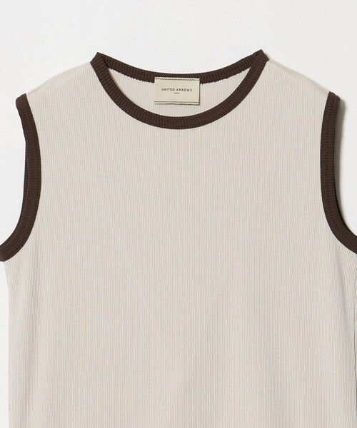 UNITED ARROWS(ユナイテッドアローズ)の「リブ バイカラーパイピング ノースリーブ Tシャツ(タンクトップ・レディース・ベージュ/ワイン/ネイビー/オフホワイト/ダークグレー・FREE)」の16枚目の写真