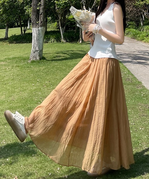 AMAJI(アマジ)の「リネン混 ギャザー アシンメトリー フレアスカート(スカート・レディース・ホワイト/ベージュ/ブラウン/ライトブルー・SMALL/MEDIUM/LARGE/X-LARGE)」の7枚目の写真