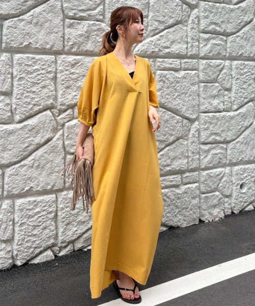 DESIGNWORKS(デザインワークス)の「【一部店舗限定】袖ボリュームリラックスワンピース(ワンピース・レディース・イエロー/ブラック/ベージュ・フリー)」の21枚目の写真