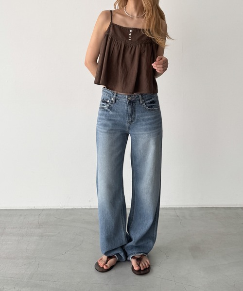 CANAL JEAN(キャナルジーン)の「HARING コットンリネンレーストリムキャミ(シャツ/ブラウス・レディース・ネイビー/ブラウン・ONE SIZE)」の15枚目の写真