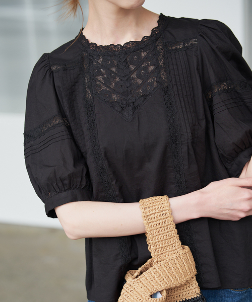 SLOBE IENA(スローブイエナ)の「《WEB限定/追加》マニーレースブラウス(シャツ/ブラウス・レディース・ホワイト/ブラック・FREE)」の14枚目の写真