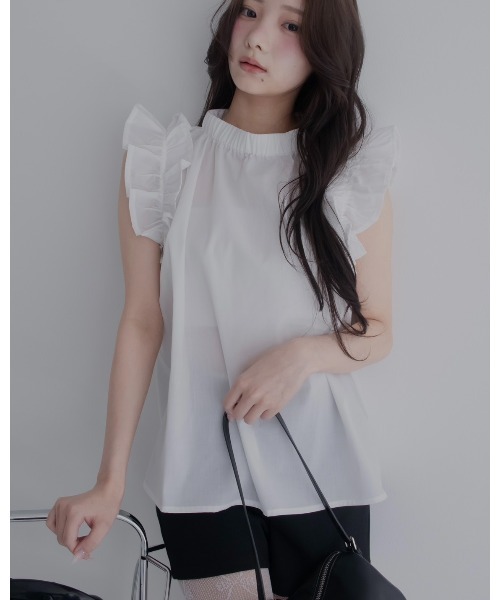 JUMELLE(ジュメロ)の「ブロードフリルブラウス(シャツ/ブラウス・レディース・ブルー/ホワイト・MEDIUM)」の9枚目の写真