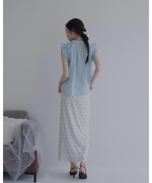 JUMELLE(ジュメロ)の「ブロードフリルブラウス(シャツ/ブラウス・レディース・ブルー/ホワイト・MEDIUM)」の11枚目の写真