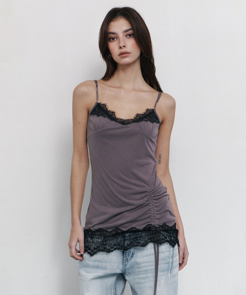 PLEASENOFOLLOW(プリーズノーフォロー)の「Pia Lace Slip Mini Dress (Vintage Grey)(ワンピース・レディース・その他・FREE)」の1枚目の写真