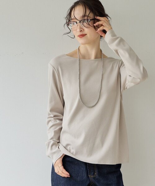 DISCOAT(ディスコート)の「【Noka】前後2WAYリブプルオーバー《WEB限定》(Tシャツ/カットソー・レディース・オフホワイト/ブラック/ライトグレー/サックスブルー・FREE)」の1枚目の写真