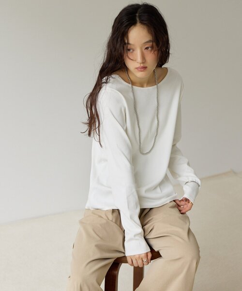 DISCOAT(ディスコート)の「【Noka】前後2WAYリブプルオーバー《WEB限定》(Tシャツ/カットソー・レディース・オフホワイト/ブラック/ライトグレー/サックスブルー・FREE)」の22枚目の写真