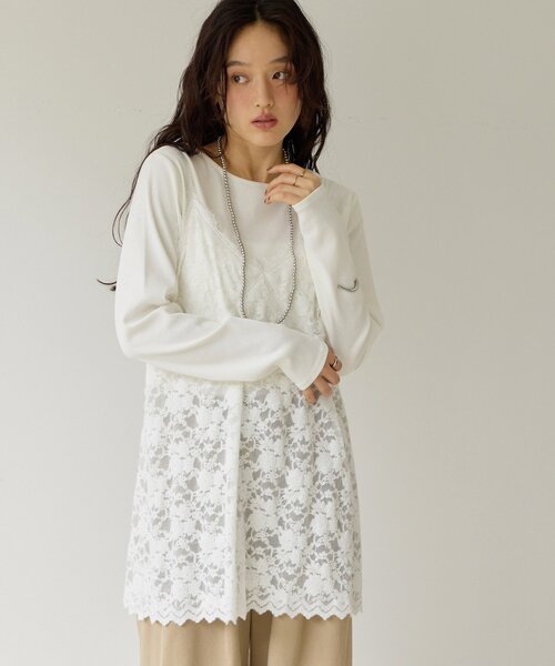 DISCOAT(ディスコート)の「【Noka】前後2WAYリブプルオーバー《WEB限定》(Tシャツ/カットソー・レディース・オフホワイト/ブラック/ライトグレー/サックスブルー・FREE)」の7枚目の写真
